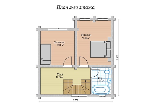 Дом из бревна ручной рубки 88м2, Проект №ВЗ-125-РР - 3