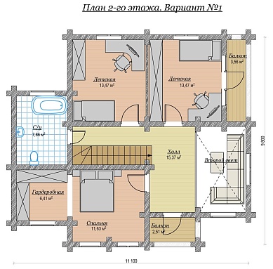 Дом из бревна 161м2, Проект №ВЗ-118 - 3