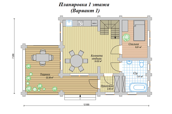 Дом из бревна 103м2, Проект №ВЗ-144 - 2