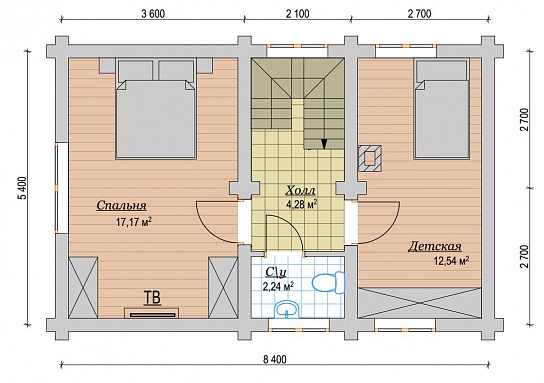 Дом из бревна 103м2, Проект №ВЗ-144 - 4