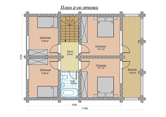 Дом из бревна ручной рубки 180м2, Проект №ВЗ-134-РР - 3