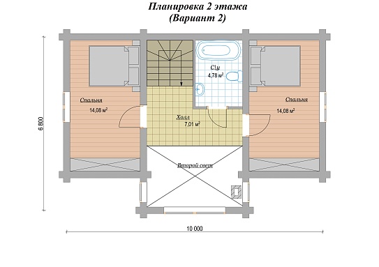 Дом из бревна 105м2, Проект №ВЗ-131 - 4