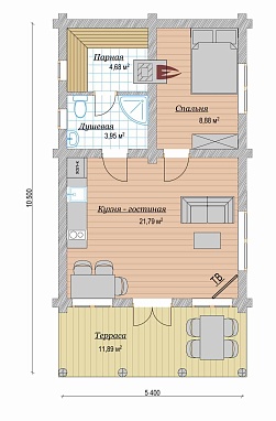 Баня из бревна 51м2, Проект №ВЗ-633 - 2