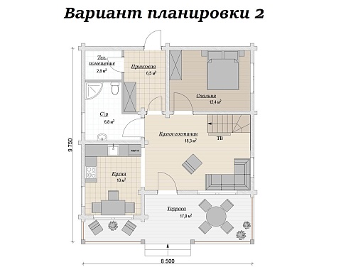 Дом из клееного бруса 119 м2, Проект №ВЗ-346 - 5