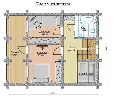 Дом из бревна ручной рубки 116м2, Проект №ВЗ-121-РР - 3