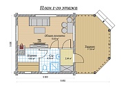 Баня из бревна 45м2, Проект №ВЗ-622 - 2