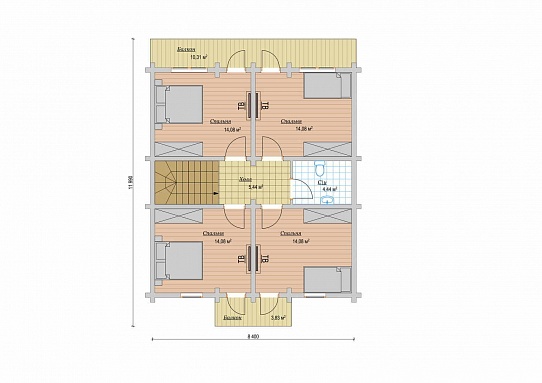 Дом из клееного бруса 177м2, Проект №ВЗ-470 - 3