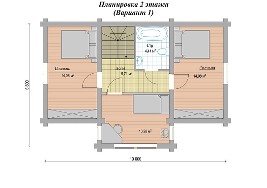 Дом из бревна ручной рубки 105м2, Проект №ВЗ-131-РР - 3