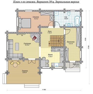 Дом из бревна ручной рубки 161м2, Проект №ВЗ-118-РР - 4